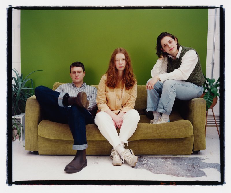 A portrait by Katie Silvester of the trio Our Girl 